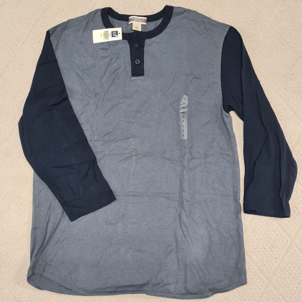 GAP Henley Pullover Shirt Mens LARGE Cotton Long Sleeve Casual Summer Travel